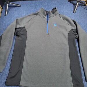 Spyder Outbound Mens Pullover Fleece 1/4 Zip Black & Gray Blue Logo XXL Athletic